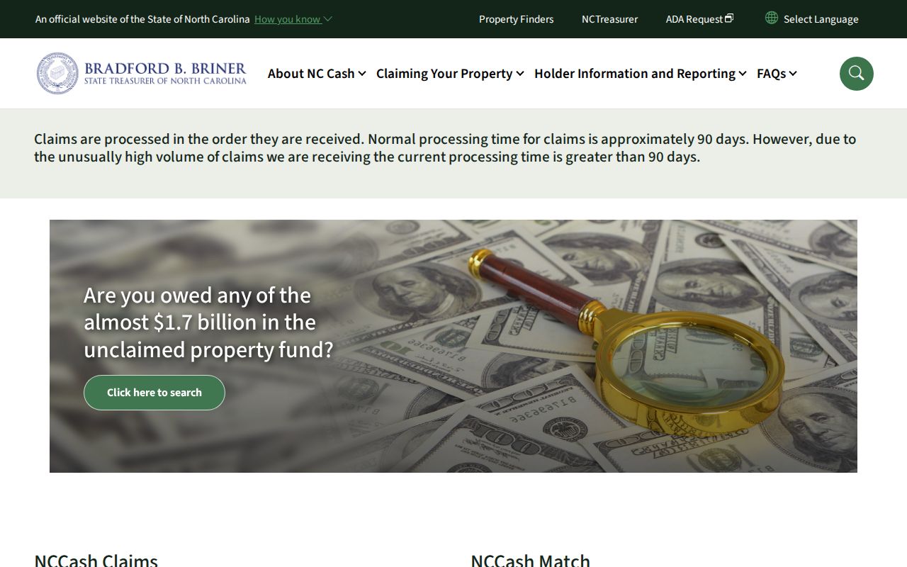 Apex people search using North Carolina official unclaimed property name lookup