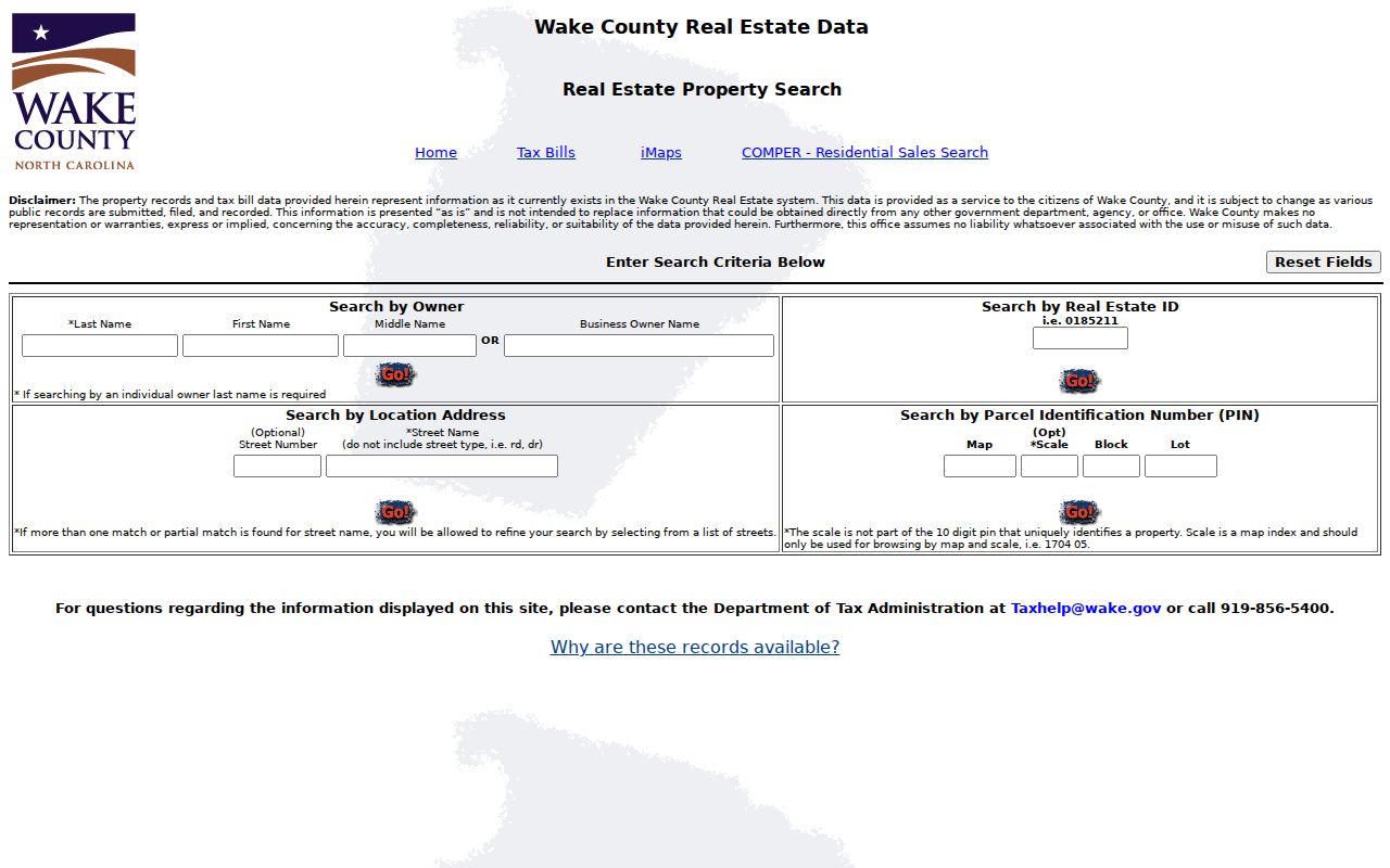 Apex people search using Wake County assessment search modes