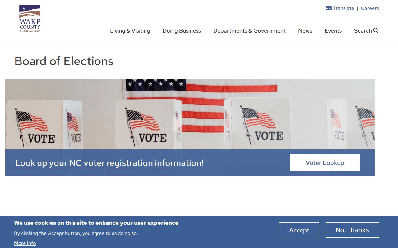 Wake County Board of Elections services for Apex voter registration records